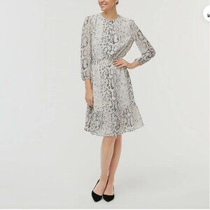 J. Crew Women's Animal Reptile Print Smocked-Waist Dress Chiffon Flowy Sz XL